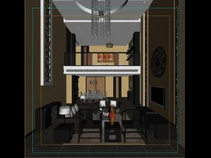 fashionable chinese style and vintage living room restaurant 1859 3D Model
