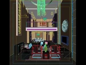fashionable chinese style and vintage living room restaurant 1859 3D Modell