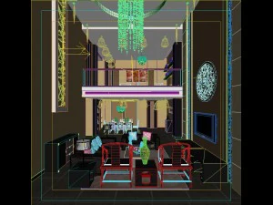 fashionable chinese style and vintage living room restaurant 1859 3D Model