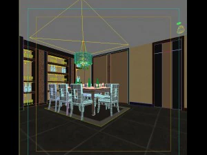 fashionable chinese style and vintage living room restaurant 1859 3D Model