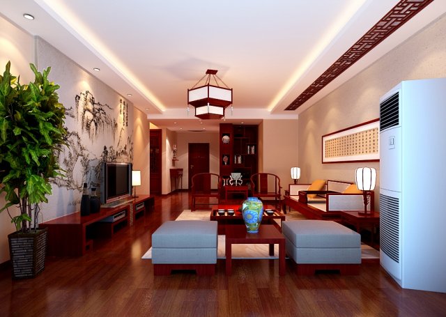 fashionable chinese style and vintage living room is 1860 3D Модель .c4d .max .obj .3ds .fbx .stl .blend 