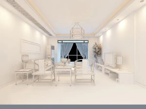 modaya uygun &Ccedil;in tarzı ve vintage oturma odası 1860'tır 3D Model