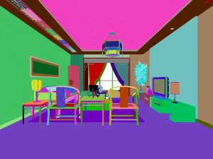 modaya uygun &Ccedil;in tarzı ve vintage oturma odası 1860'tır 3D Model