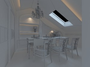 the fashionable chinese vintage dining room is 1863 3D Model