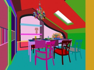 the fashionable chinese vintage dining room is 1863 3D Model