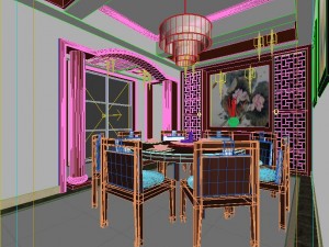 fashionable chinese reversionary dining room 1864 3D Model