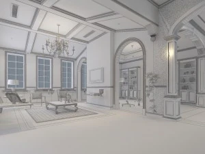 fashion hall style living room 1822 3D Model