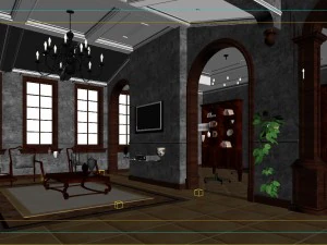 fashion hall style living room 1822 3D Model
