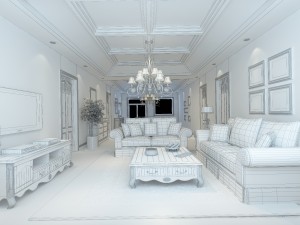 fashion hall style living room 1827 3D Model