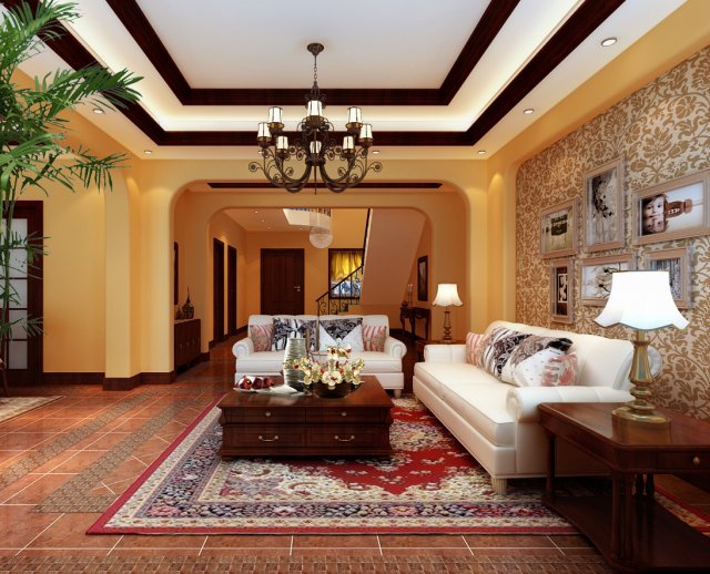 fashion hall style living room 1828 3D 模型 .c4d .max .obj .3ds .fbx .stl .blend 