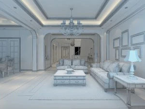 fashion hall style living room 1828 3D Model