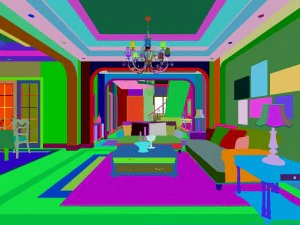 fashion hall style living room 1828 3D Model