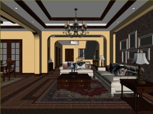 fashion hall style living room 1828 3D 模型