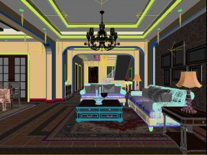 fashion hall style living room 1828 3D 模型