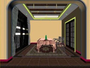 fashion hall style living room 1828 3D 模型