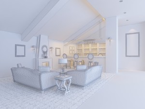 fashion hall style living room 1829 3D मॉडल