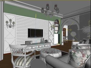 rural style living room 1769 3D Model
