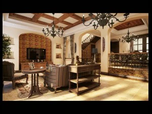 rural vintage european living room restaurant 5122 3D Model