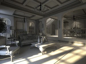 rural vintage european living room restaurant 5122 3D Model