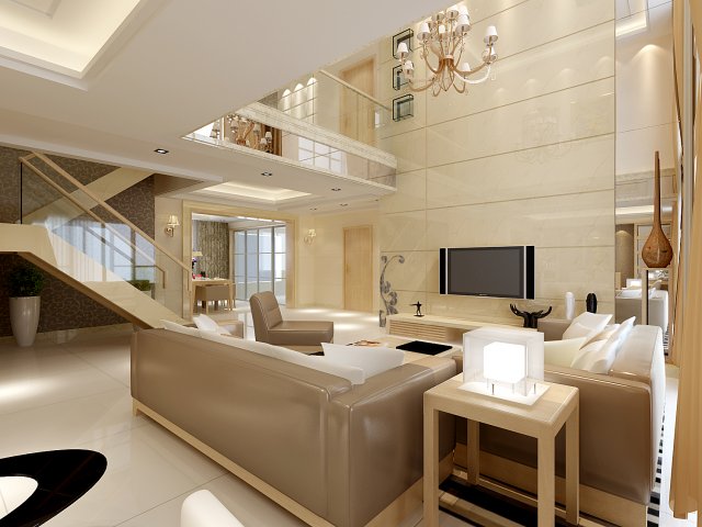modern style double living room 1801 3Dモデル .c4d .max .obj .3ds .fbx .stl .blend 