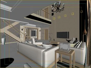 modern style double living room 1801 3D Model