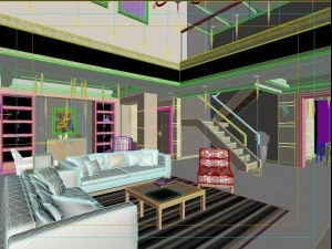 modern style double living room 1801 3D Model