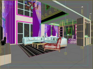 modern style double living room 1801 3D Model