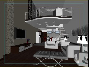 modern fashionable double living room 1841 3D Model