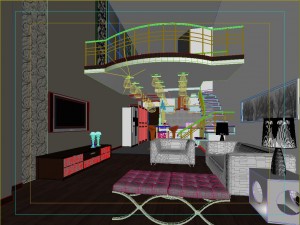 modern fashionable double living room 1841 3D Model
