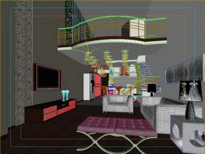 modern fashionable double living room 1841 3D Model
