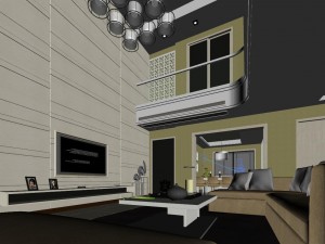 modern style double living room 1816 3D 모델