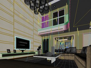 modern style double living room 1816 3D 모델