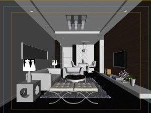 modern fashionable concise sitting room 1842 3D Model