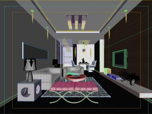 modern fashionable concise sitting room 1842 3D Model