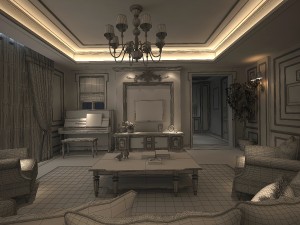 modern fashionable living room 1833 Model 3D