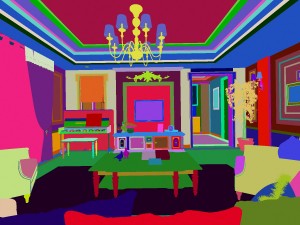 modern fashionable living room 1833 Model 3D