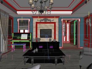 modern fashionable living room 1833 Model 3D