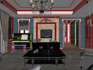 modern fashionable living room 1833 3D Model