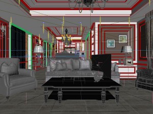 modern fashionable living room 1833 Model 3D