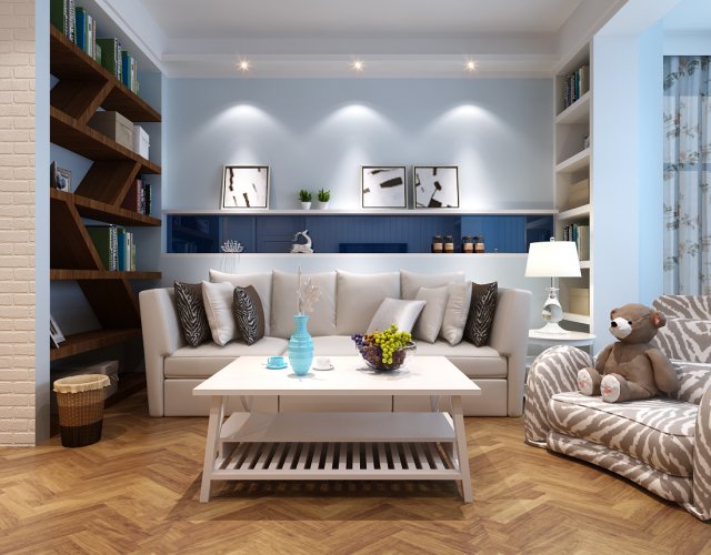 modern fashionable living room 1836 3D Модель .c4d .max .obj .3ds .fbx .stl .blend 