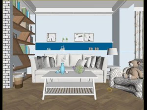 modern fashionable living room 1836 3D Model