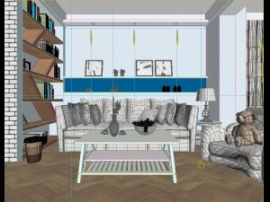modern fashionable living room 1836 3D Model