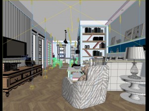 modern fashionable living room 1836 3D Модель