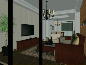modern fashionable living room 1844 3D Model