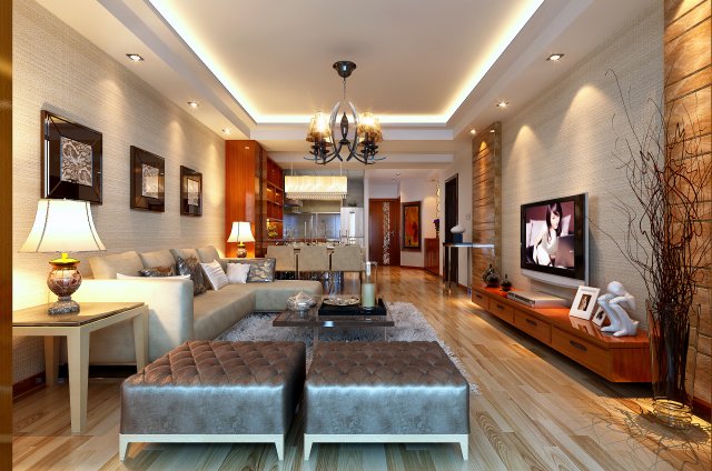 modern fashionable living room 1845 3D 模型 .c4d .max .obj .3ds .fbx .stl .blend 