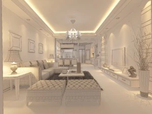 modern fashionable living room 1845 3D Model