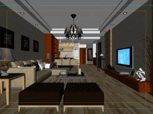 modern fashionable living room 1845 3D Model