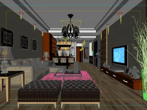 modern fashionable living room 1845 3D Model