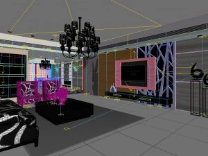 modern fashionable living room 1847 3D Model