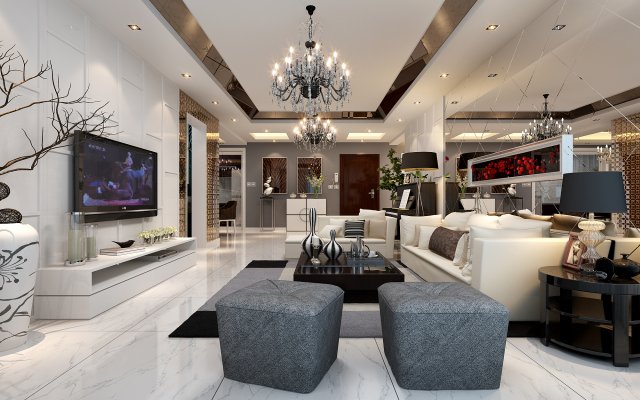 modern fashionable living room 1849 3D 모델 .c4d .max .obj .3ds .fbx .stl .blend 